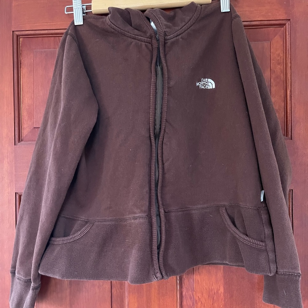 north face brown zip-up